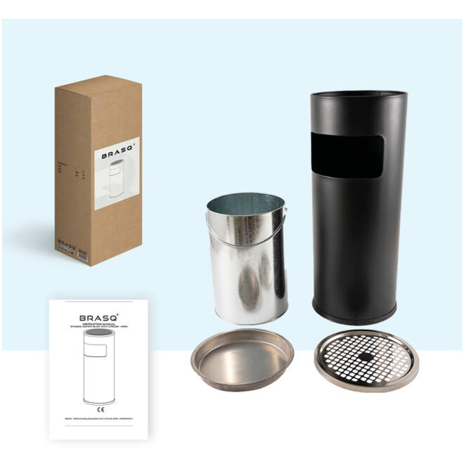 Afvalbak met asbak BRASQ 11 liter AT500 zwart
