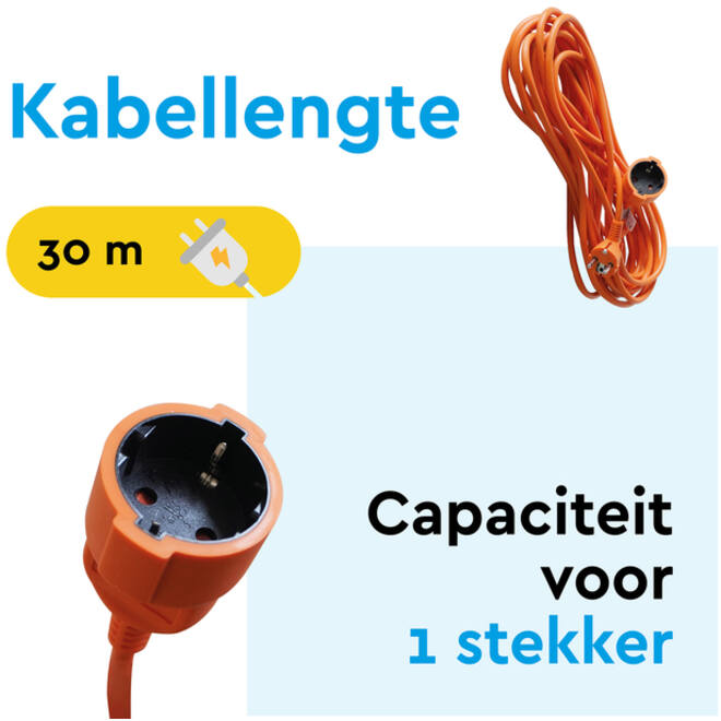 Verlengkabel BRASQ 30m oranje