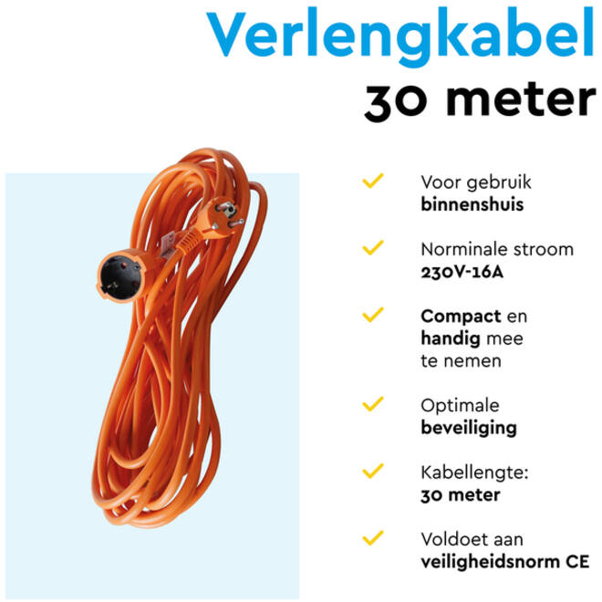 Verlengkabel BRASQ 30m oranje