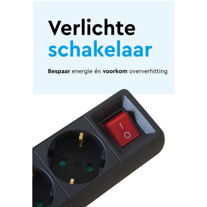 Stekkerdoos BRASQ 6 voudig 5 meter zwart