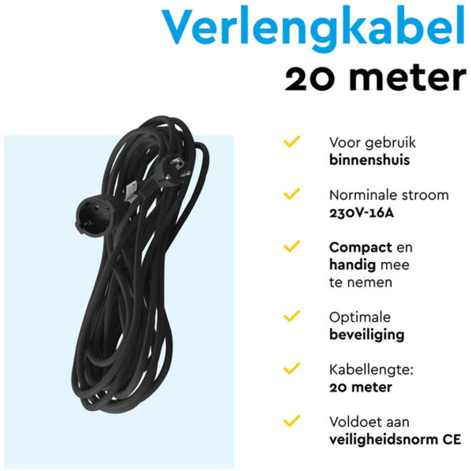 Verlengkabel BRASQ 20m zwart