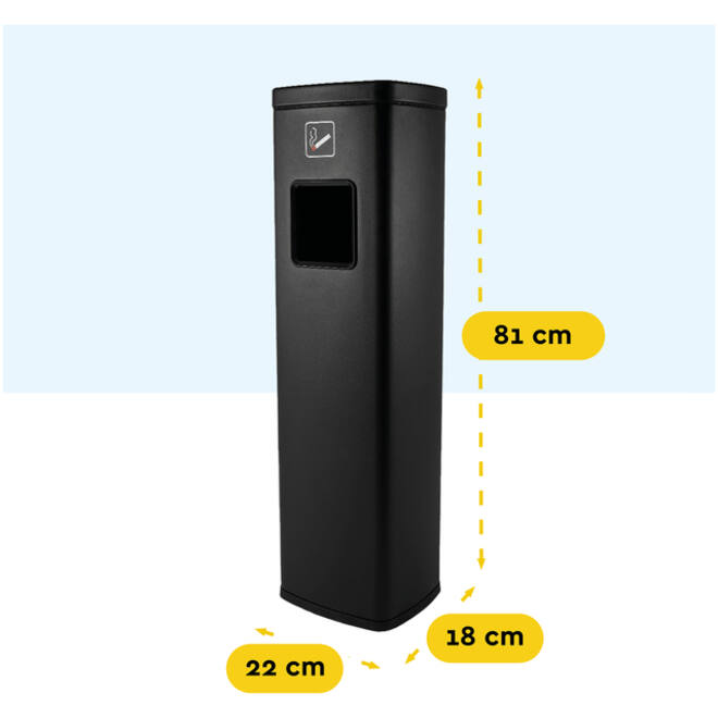 Afvalbak met asbak BRASQ 20 liter AT400 zwart