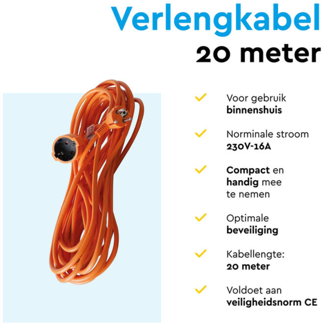 Verlengkabel BRASQ 20m oranje