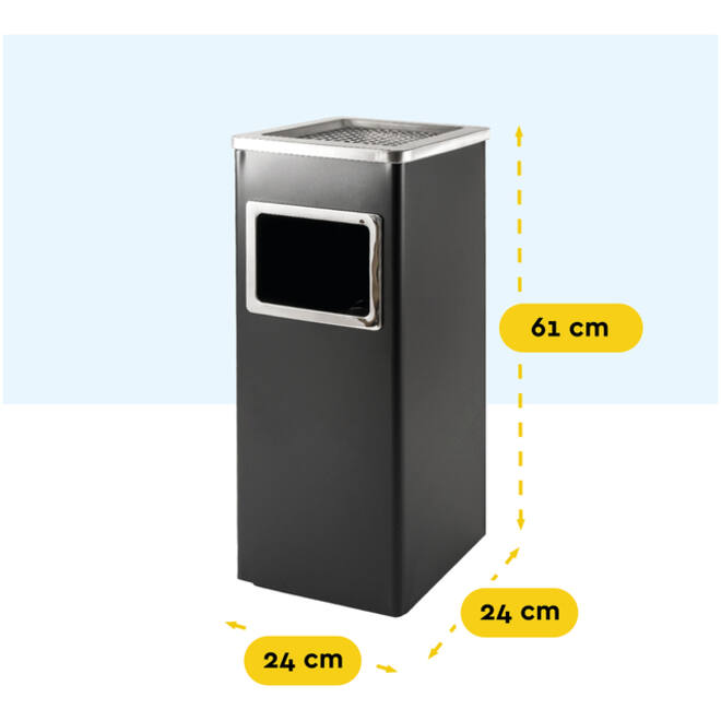 Afvalbak met asbak BRASQ 16 liter AT600 zwart