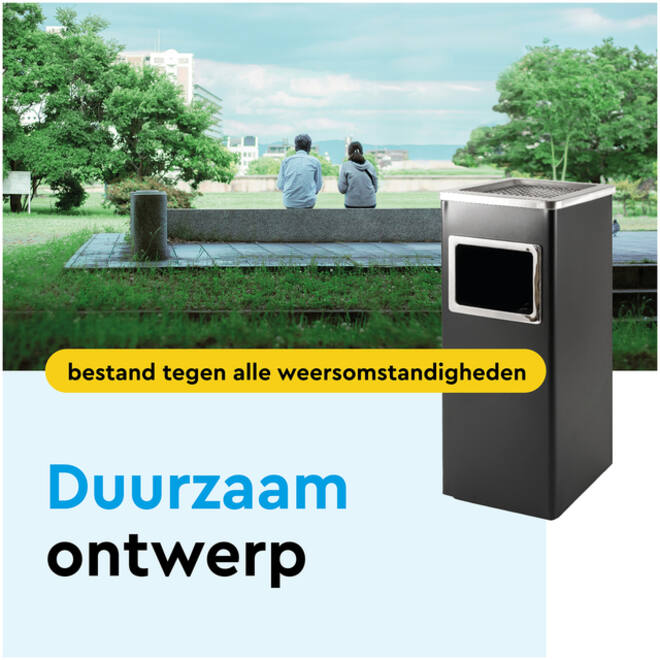 Afvalbak met asbak BRASQ 16 liter AT600 zwart