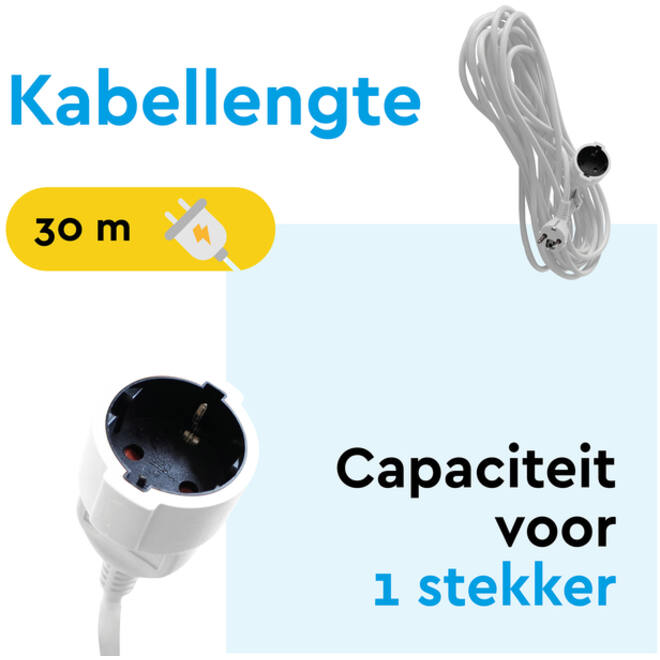 Verlengkabel BRASQ 30m wit