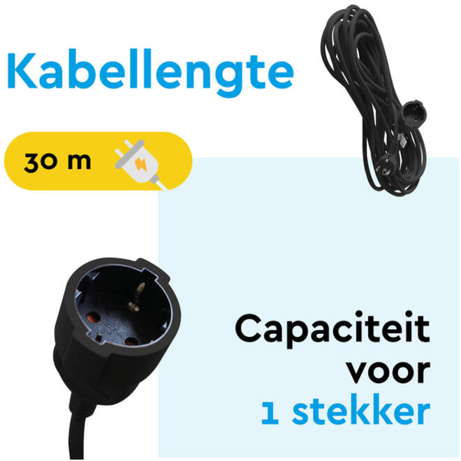 Verlengkabel BRASQ 30m zwart