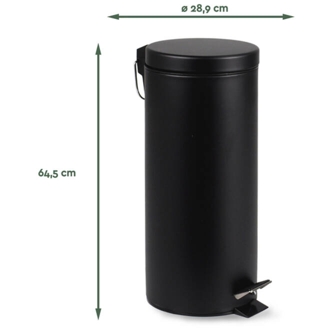 Pedaalemmer BRASQ 30 liter zwart