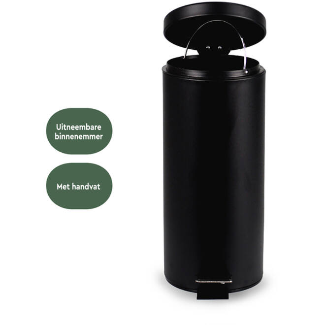 Pedaalemmer BRASQ 30 liter zwart