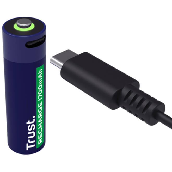 Batterij Trust USB-C oplaadbaar AA 2 stuks
