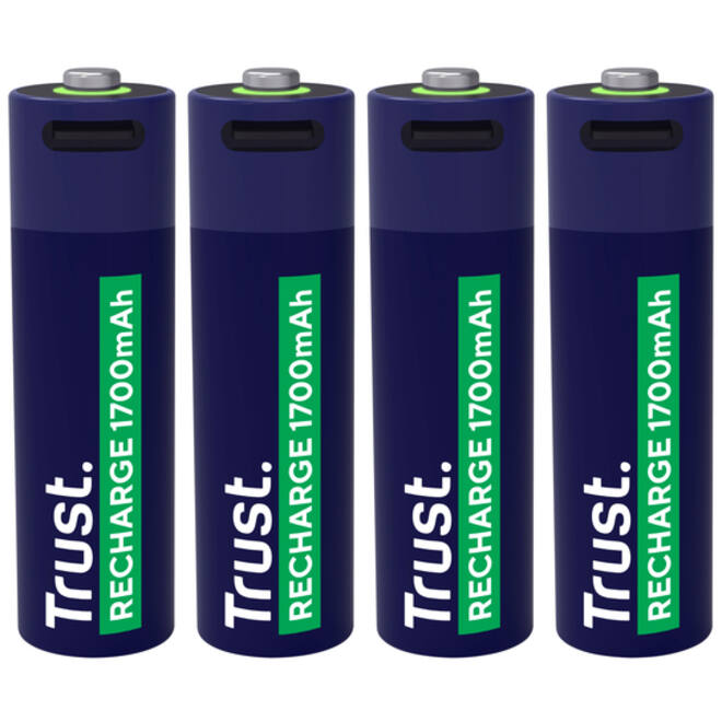 Batterij Trust USB-C oplaadbaar AA 4 stuks