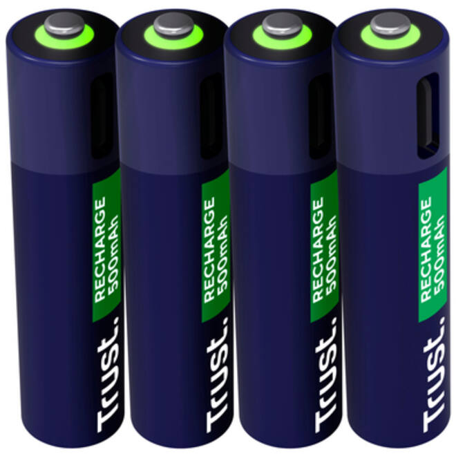 Batterij Trust USB-C oplaadbaar AAA 4 stuks