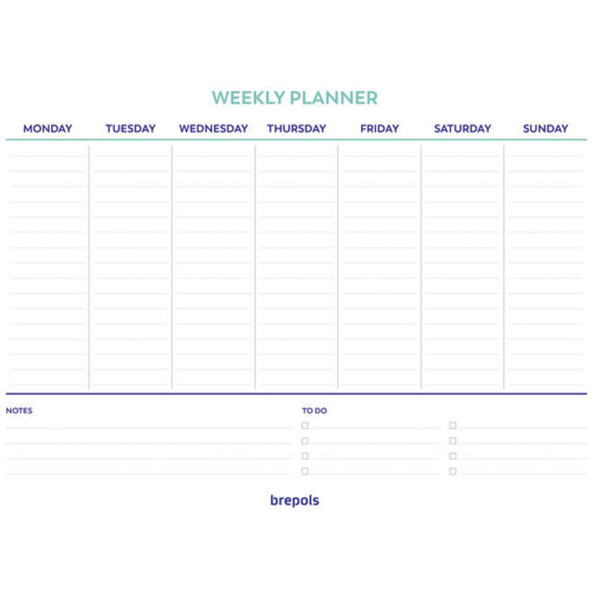 Planner Brepols Weekly A4 7dagen/1pagina horizontaal assorti