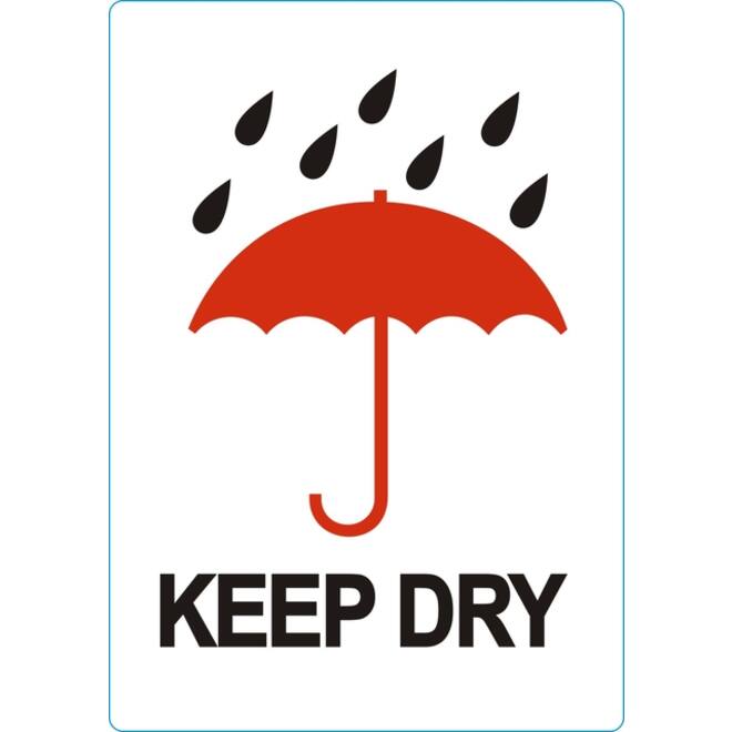 Waarschuwingsetiket IEZZY keep dry 74mmx105mm 500 stuks