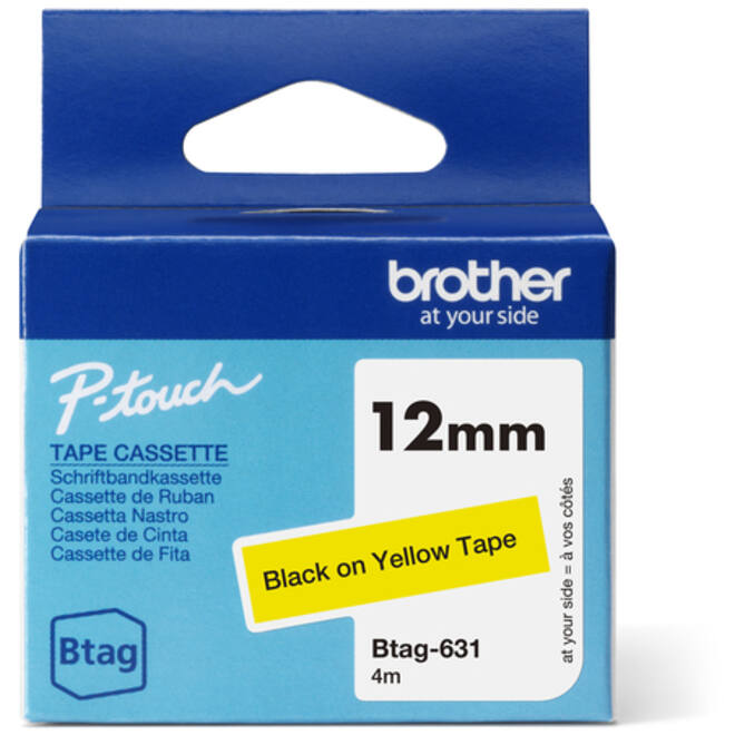 Labeltape Brother P-touch Btag-631 standaard 12mm zwart op geel