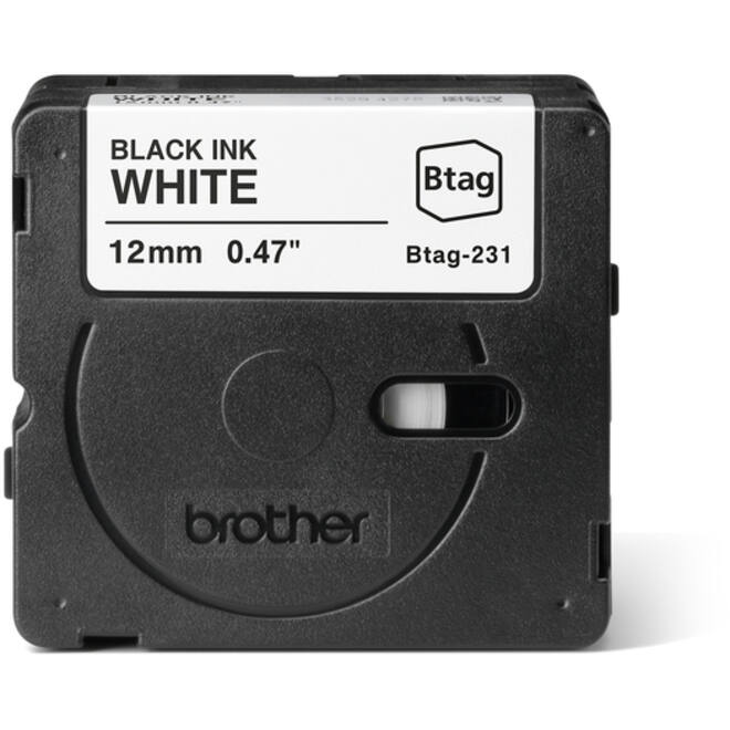 Labeltape Brother P-touch Btag-231 standaard 12mm zwart op wit