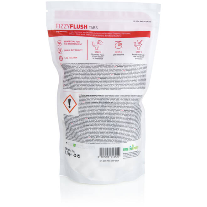 Toiletreinigingstablet Greenspeed Fizzy Flush 15g 75 stuks