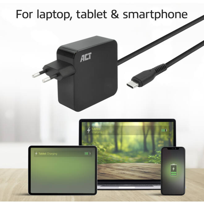 Laptop Oplader ACT USB-C Power Delivery 65W 2mtr