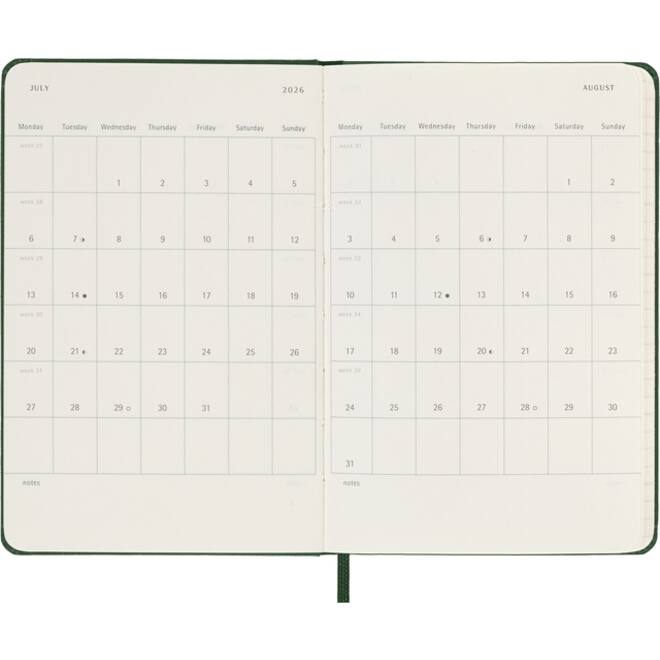 Agenda 2026 Moleskine 12M Planner Weekly 7dagen/1pagina pocket hc myrtle green