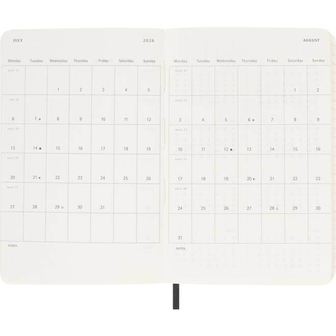 Agenda 2025/2026 Moleskine 18M Planner Weekly 7dagen/1pagina pocket sc black