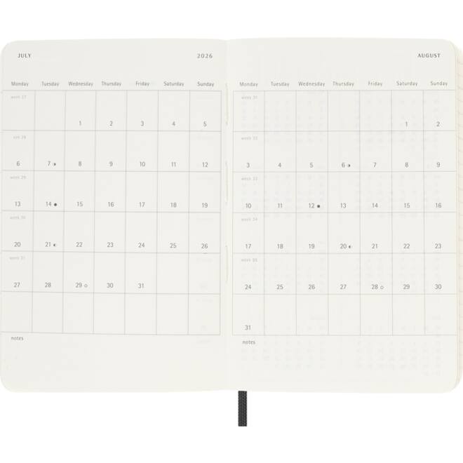 Agenda 2026 Moleskine 12M Planner Weekly 7dagen/1pagina pocket sc black