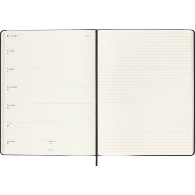 Agenda 2025/2026 Moleskine 18M Planner Weekly 7dagen/1pagina XL hc black