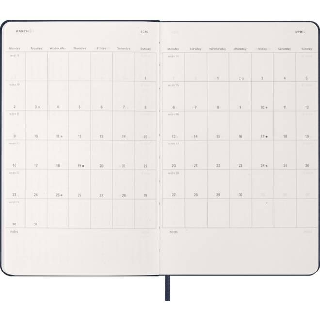 Agenda 2026 Moleskine 12M Planner Weekly 7dagen/1pagina large hc sapphire blue