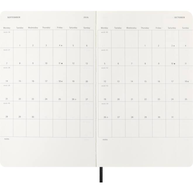 Agenda 2026 Moleskine 12M Planner Weekly 7dagen/1pagina large sc black