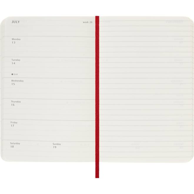Agenda 2026 Moleskine 12M Planner Weekly 7dagen/1pagina pocket sc scarlet red