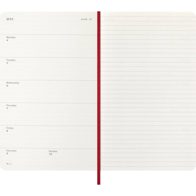 Agenda 2026 Moleskine 12M Planner Weekly 7dagen/1pagina large sc scarlet red