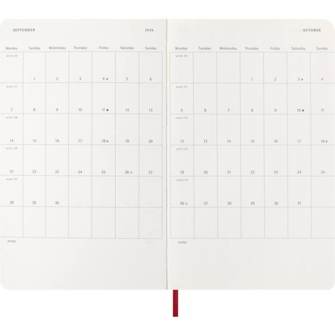 Agenda 2026 Moleskine 12M Planner Weekly 7dagen/1pagina large sc scarlet red