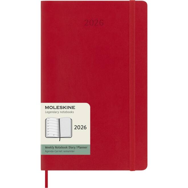 Agenda 2026 Moleskine 12M Planner Weekly 7dagen/1pagina large sc scarlet red