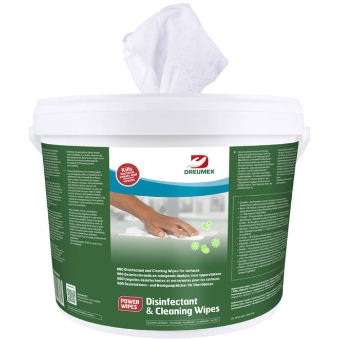 Desinfectiedoekjes Dreumex Disinfectant & Cleaning emmer 800 stuks wit
