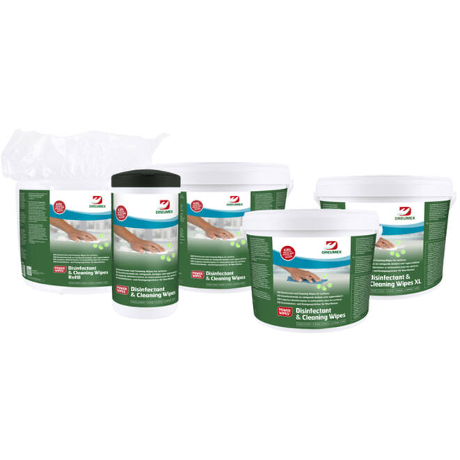 Desinfectiedoekjes Dreumex Disinfectant & Cleaning emmer 800 stuks wit
