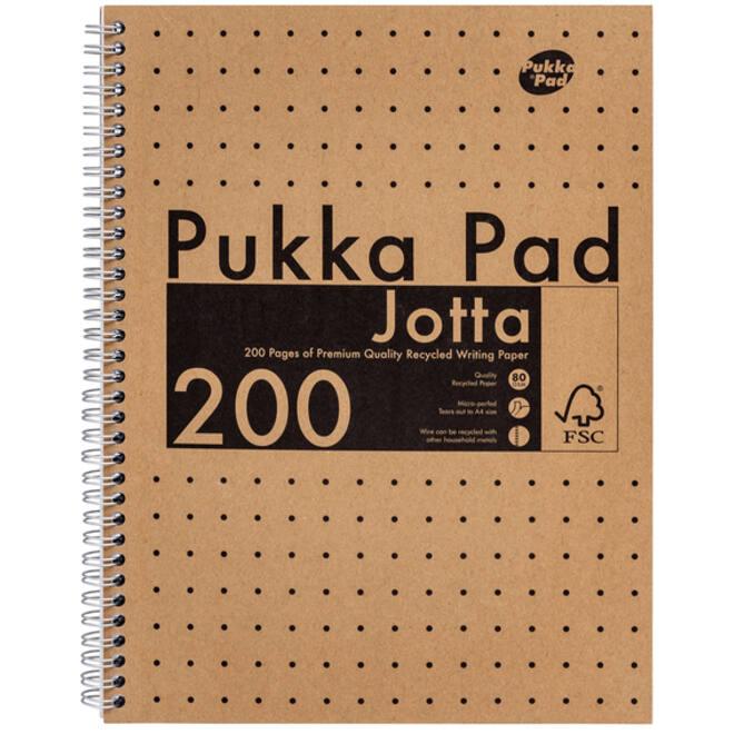 Collegeblok Pukka Pad Jotta A4 lijn 200 pagina's 80gr kraft