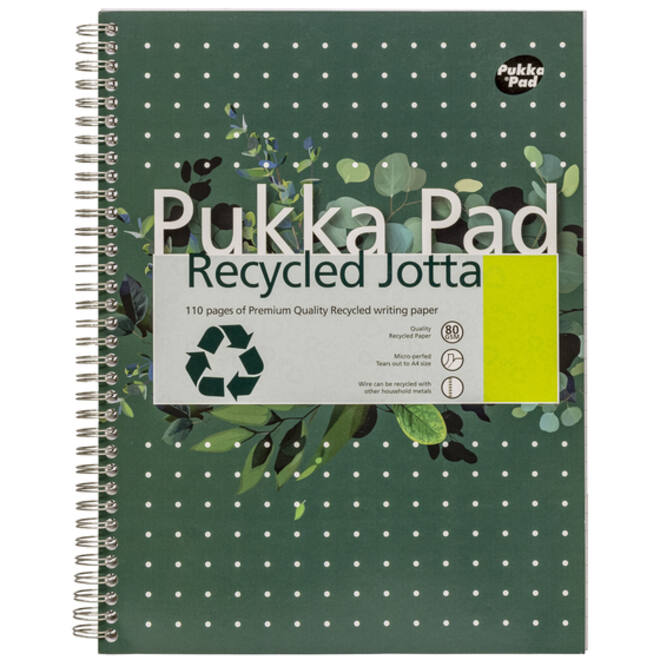 Collegeblok Pukka Pad Jotta Recycled A4 lijn 4-gaats 110 pagina's 80gr groen