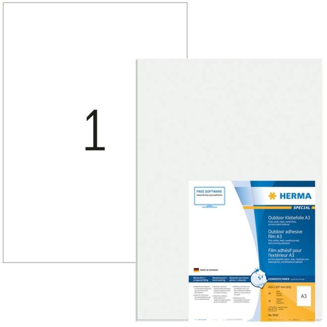Etiket HERMA 9542 A3 297x420mm weerbestendig rekbaar wit 10 etiketten