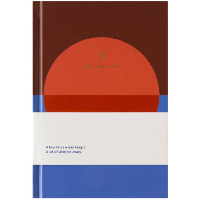 Notitieboek A5 One line a day blauw rood lijn