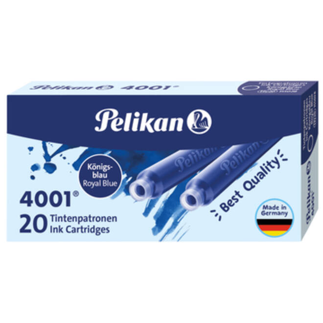 Inktpatroon Pelikan 4001 koningsblauw 20 stuks