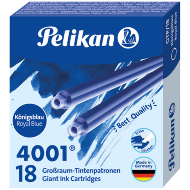 Inktpatroon Pelikan 4001 lang koningsblauw 18 stuks