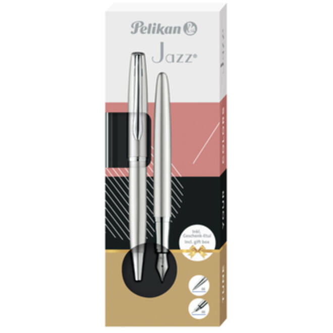 Schrijfset Pelikan Jazz Noble Elegance K36+P36 medium silver