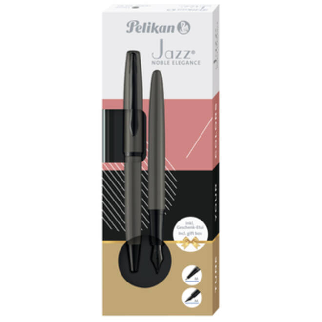 Schrijfset Pelikan Jazz Noble Elegance K36+P36 metaal stone