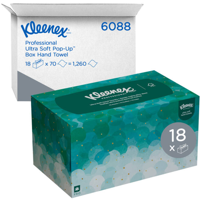 Handdoek Kleenex Ultra Pop-up Box 1-laags 226x254mm 70 vel wit 6088