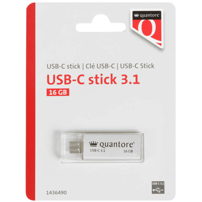 USB-stick Quantore USB-C 16GB 3.1 zilver