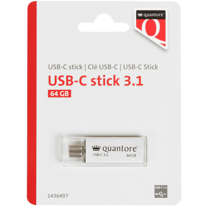 USB-stick Quantore USB-C 64GB 3.1 zilver