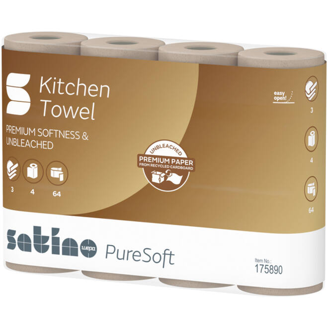 Keukenrol Satino PureSoft 3-laags 4x64 vel naturel 175890