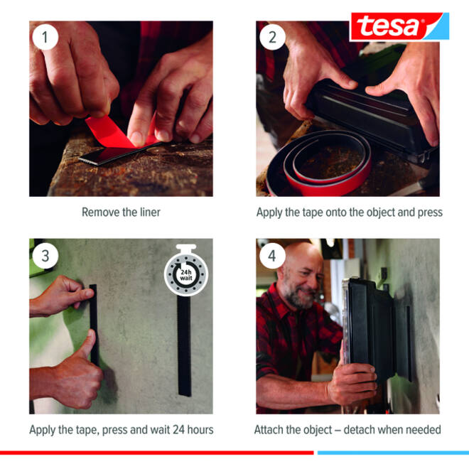 Klittenband tesa Ultra Power Lock Strips 50x25mm 2 strips zwart
