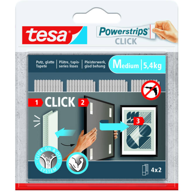 Kleefstip tesa&nbsp;Powerstrips&nbsp;Click Medium 4 paar wit