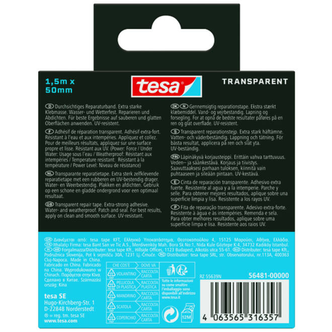 Reparatietape tesa Ultra Power Onderwater transparant 50mmx1,5m