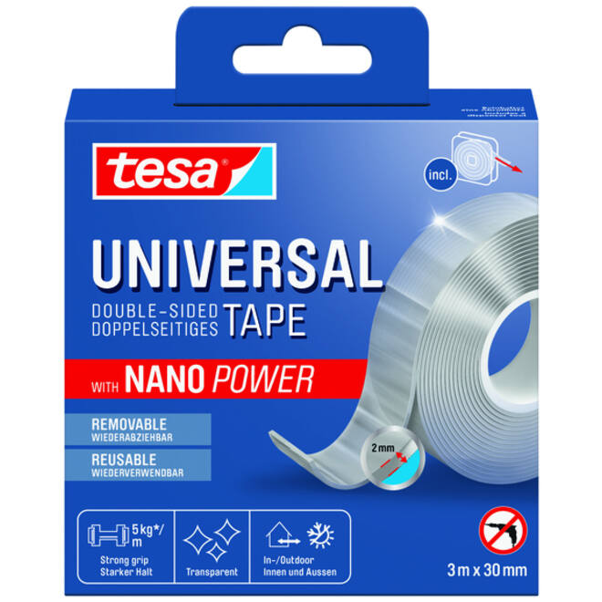 Plakband tesa Nano dubbelz 30mmx3m